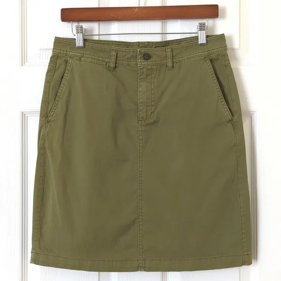 Pendleton Classic Cotton Twill Mid Waisted A-Line Mini Skirt Olive Green 6