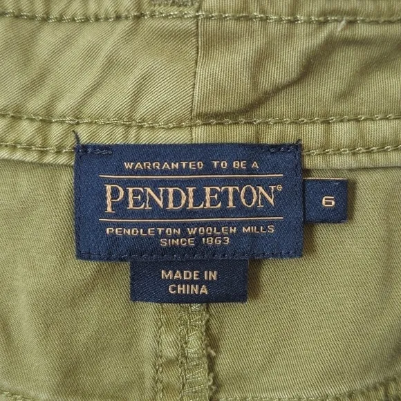 Pendleton Classic Cotton Twill Mid Waisted A-Line Mini Skirt Olive Green 6