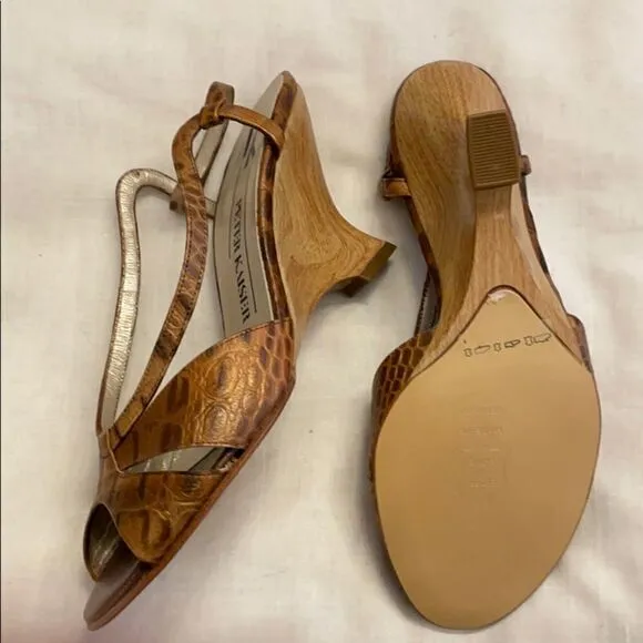 PETER KAISER KORK KALYA WEDGE SANDALS. NEW