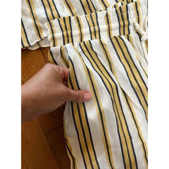 Pia Rossini Yellow Striped 2 Piece Wide Leg Pants Set Small