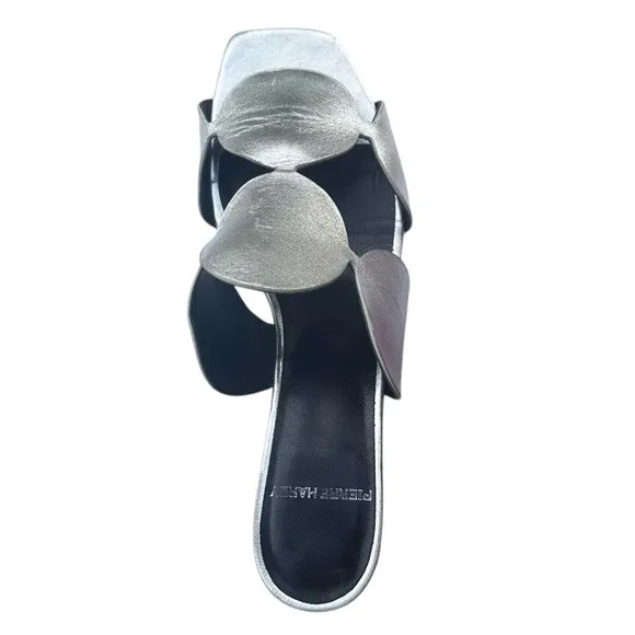 Pierre Hardy Bulles Mule Sandal Silver Metallic Mirror Block Heel EU 39 US 8