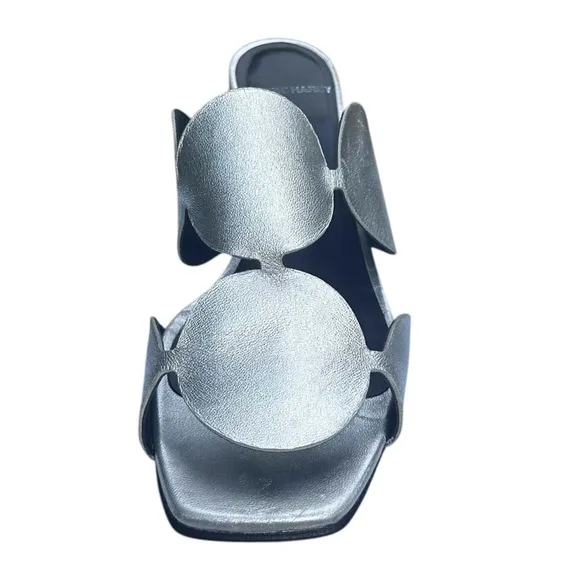 Pierre Hardy Bulles Mule Sandal Silver Metallic Mirror Block Heel EU 39 US 8