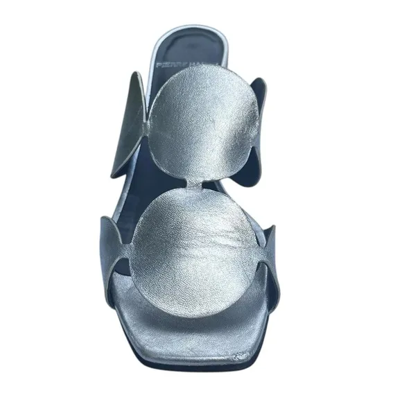 Pierre Hardy Bulles Mule Sandal Silver Metallic Mirror Block Heel EU 39 US 8