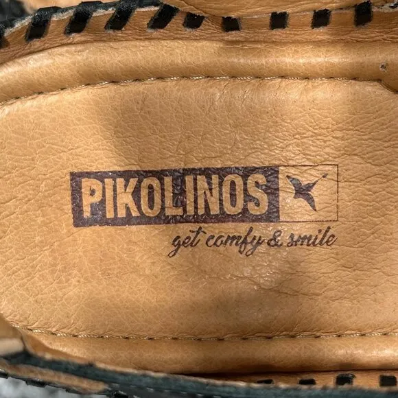 Pikolinos Altea NWOB Black Leather Adjustable Comfort Sandals Size 8