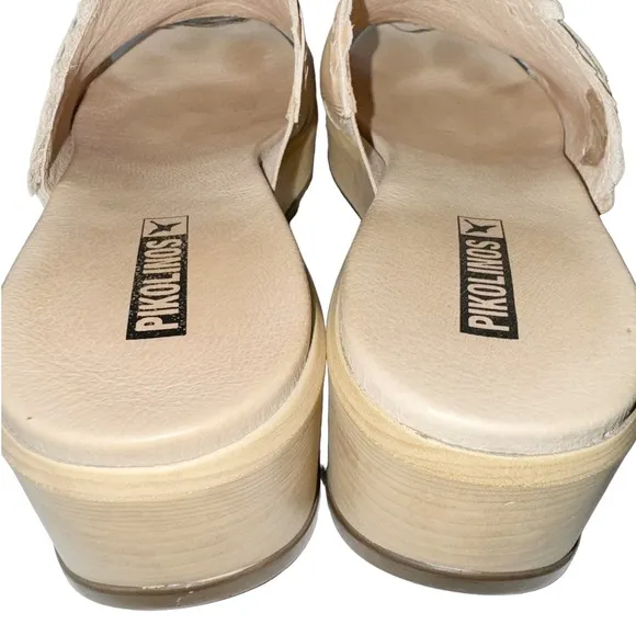 PIKOLINOS COSTACABANA SZ 41/10 Slip-on Leather Tan Wedge Sandals