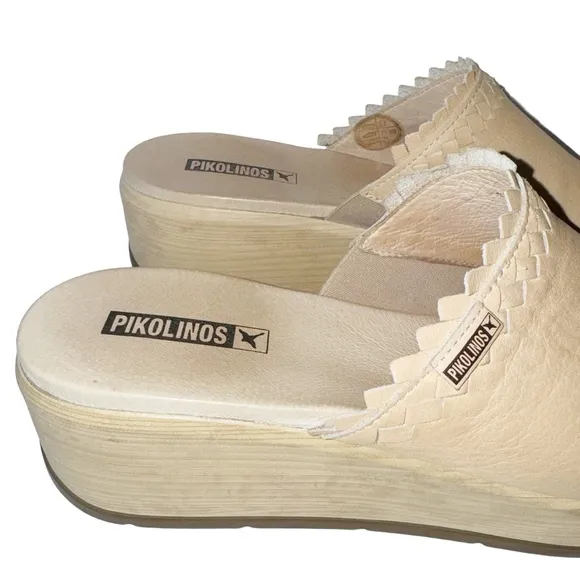 PIKOLINOS COSTACABANA SZ 41/10 Slip-on Leather Tan Wedge Sandals