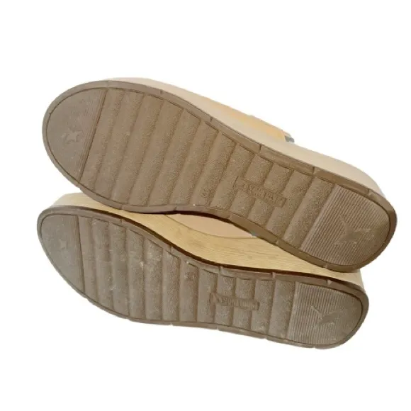 PIKOLINOS COSTACABANA SZ 41/10 Slip-on Leather Tan Wedge Sandals