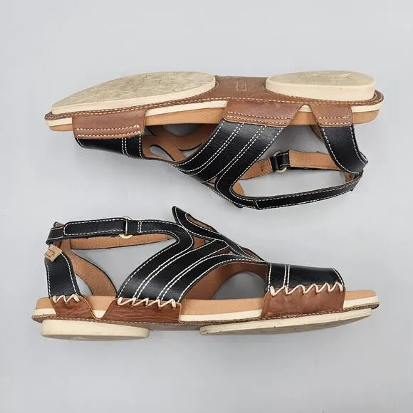 Pikolinos Womens 40 EU 9 US VGC Tenerife Black Leather Adjustable Strap Sandals