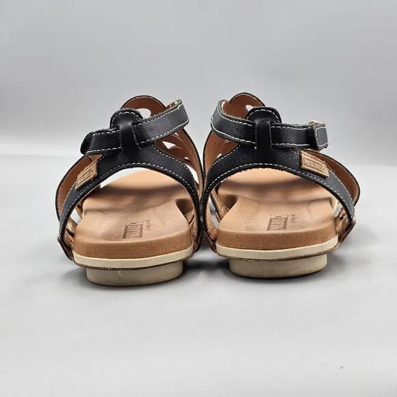 Pikolinos Womens 40 EU 9 US VGC Tenerife Black Leather Adjustable Strap Sandals