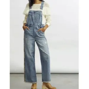 Pilcro Anthropologie 30 NWT The Lex Denim Jean Bib Overalls Camo Leopard Animal