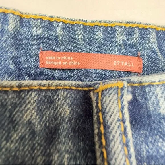 PILCRO ANTHROPOLOGIE Borrowed Boyfriend Jeans Blue Patched Distressed | Sz 27 T