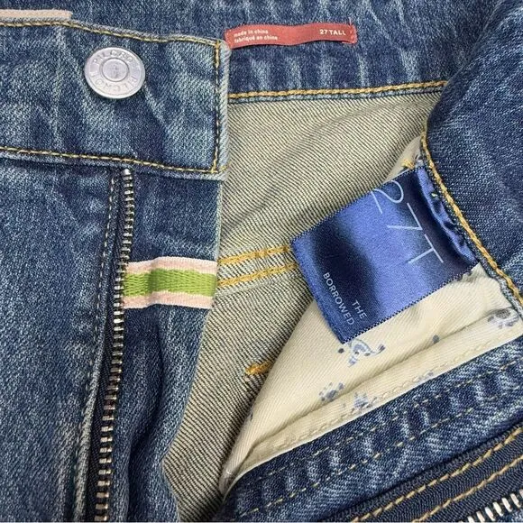 PILCRO ANTHROPOLOGIE Borrowed Boyfriend Jeans Blue Patched Distressed | Sz 27 T