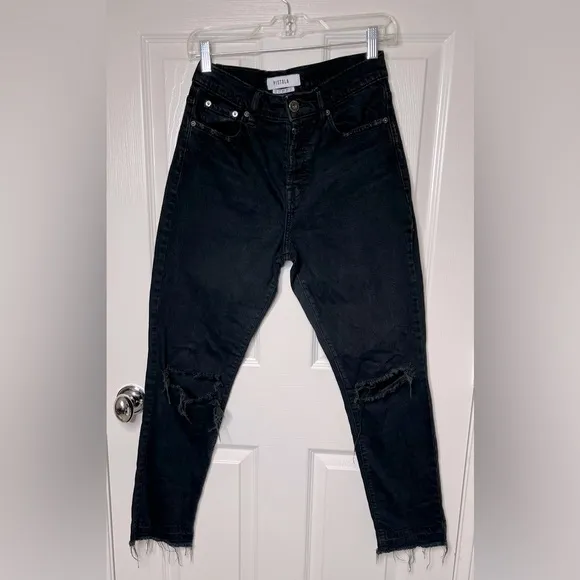 PISTOLA high-rise ripped  jeans in black size 27