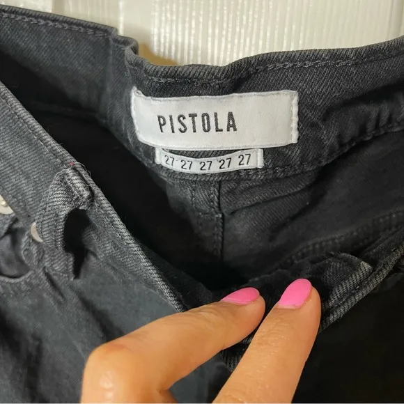 PISTOLA high-rise ripped  jeans in black size 27