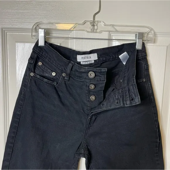 PISTOLA high-rise ripped  jeans in black size 27