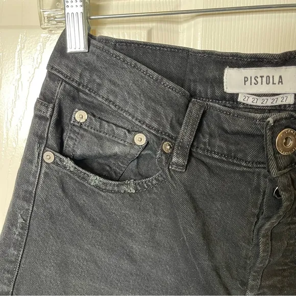 PISTOLA high-rise ripped  jeans in black size 27