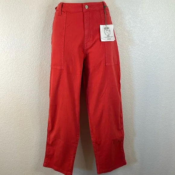 Pistola X Revolve Erin High Rise Utility Crop Straight Leg Pant In Hibiscus