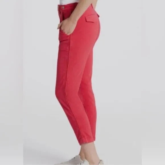 Pistola X Revolve Erin High Rise Utility Crop Straight Leg Pant In Hibiscus