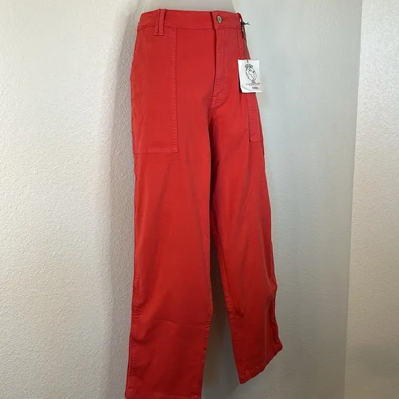 Pistola X Revolve Erin High Rise Utility Crop Straight Leg Pant In Hibiscus