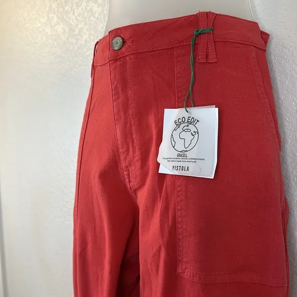 Pistola X Revolve Erin High Rise Utility Crop Straight Leg Pant In Hibiscus