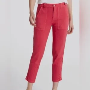 Pistola X Revolve Erin High Rise Utility Crop Straight Leg Pant In Hibiscus