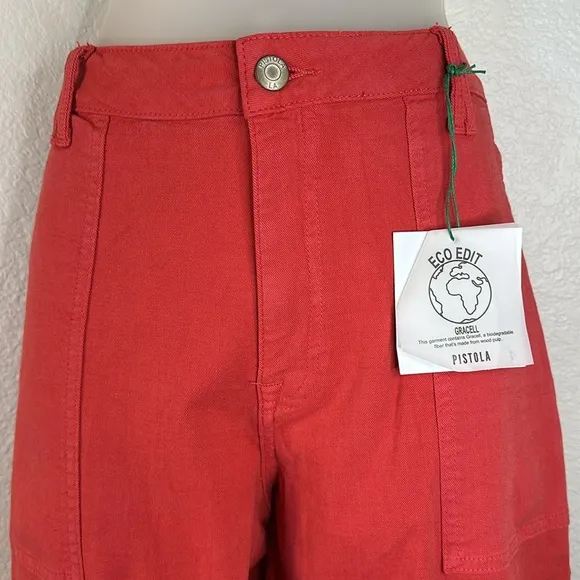 Pistola X Revolve Erin High Rise Utility Crop Straight Leg Pant In Hibiscus