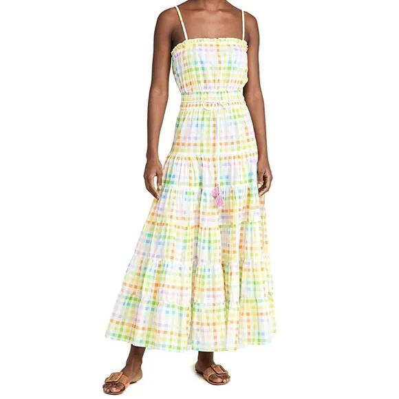 Playa Lucila Maxi Dress in Rainbow Gingham