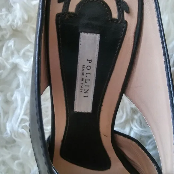 Pollini Black Leather Sandals Size 8