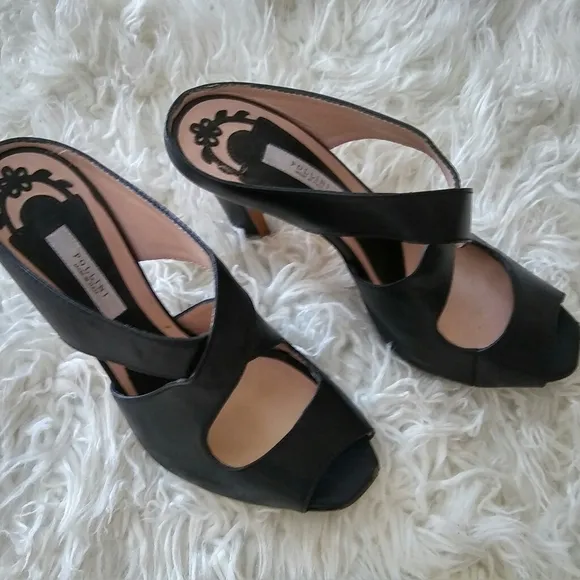 Pollini Black Leather Sandals Size 8