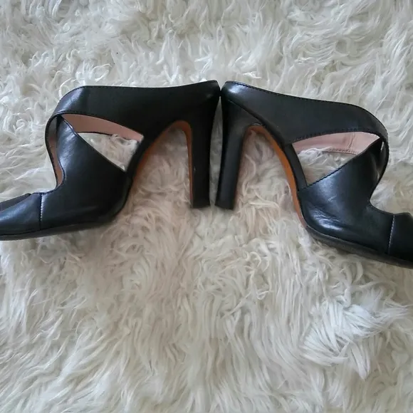 Pollini Black Leather Sandals Size 8