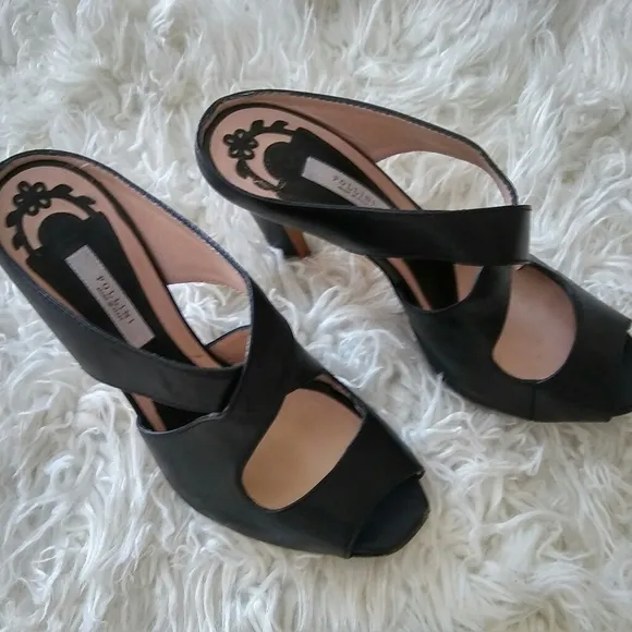 Pollini Black Leather Sandals Size 8