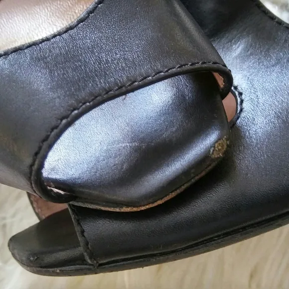 Pollini Black Leather Sandals Size 8