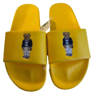 POLO Ralph Lauren BIG POLO BEAR Pool Slides Sandals Mens Size 12 D Yellow