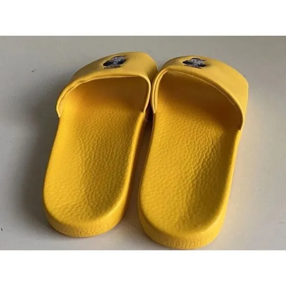 Polo Ralph Lauren BIG POLO BEAR Pool Slides Sandals Yellow Men's Sz 12 Limited
