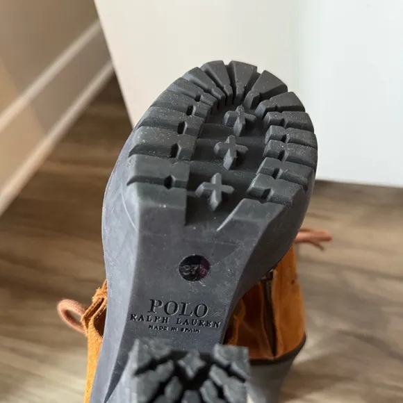 Polo Ralph Lauren Vintage-Inspired Suede Lace-Up Platform Sandals MADE IN‎ SPAIN