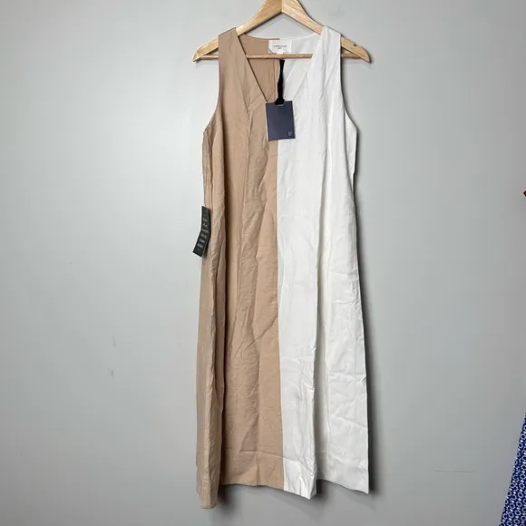 POMANDER PLACE White and Tan Sallie Dress