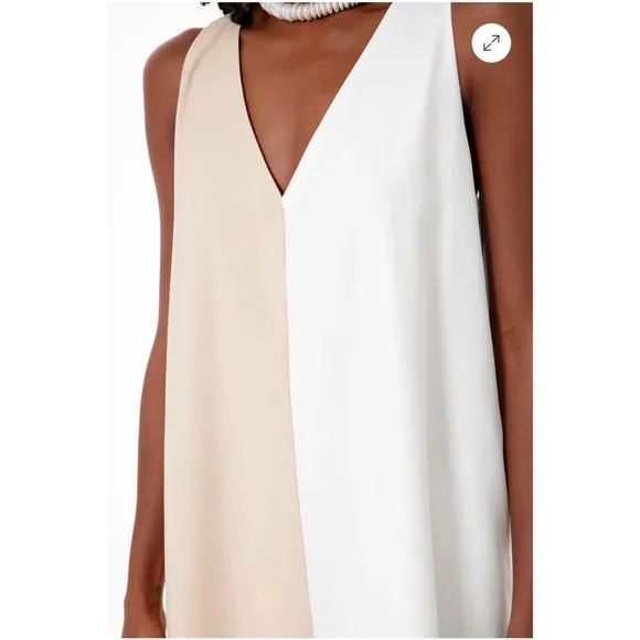POMANDER PLACE White and Tan Sallie Dress
