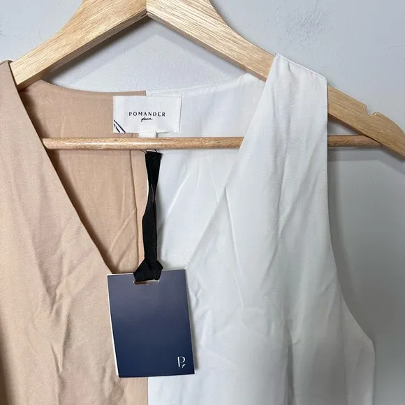 POMANDER PLACE White and Tan Sallie Dress