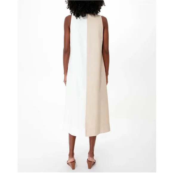 POMANDER PLACE White and Tan Sallie Dress