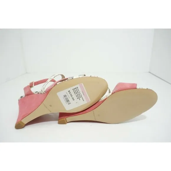 Pour La Victoire Briella Pink Suede Marble Snake Women's Wedge Heels Sandals 10