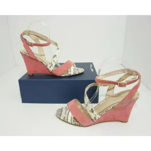 Pour La Victoire Briella Pink Suede Marble Snake Women's Wedge Heels Sandals 10