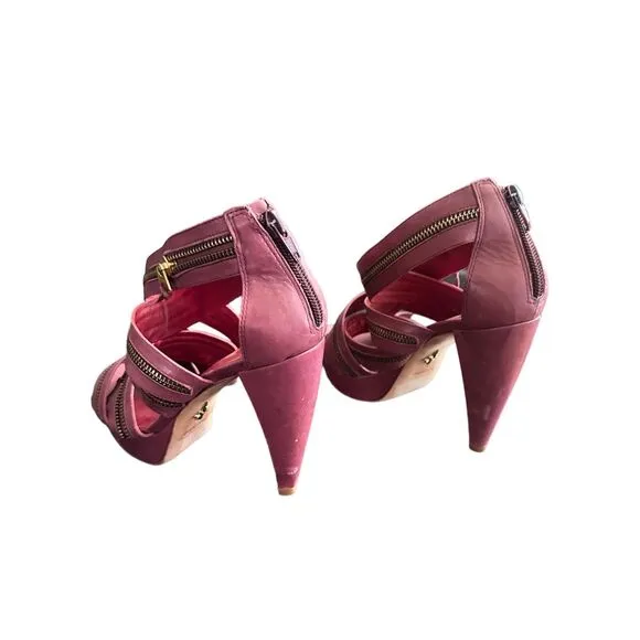 Pour la Victoire- VERO CUOIO Strappy  Platform Zipper Sandals Heels - Size 8  **