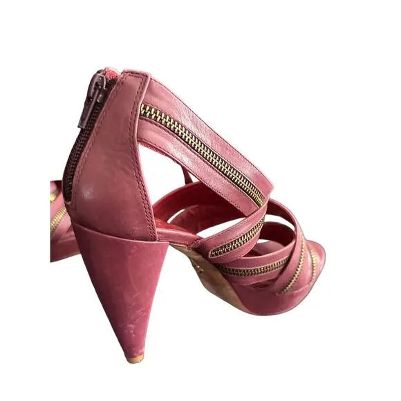 Pour la Victoire- VERO CUOIO Strappy  Platform Zipper Sandals Heels - Size 8  **