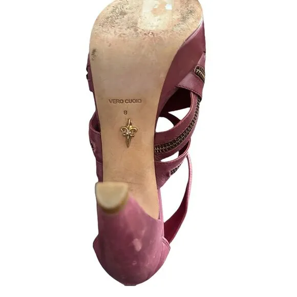 Pour la Victoire- VERO CUOIO Strappy  Platform Zipper Sandals Heels - Size 8  **