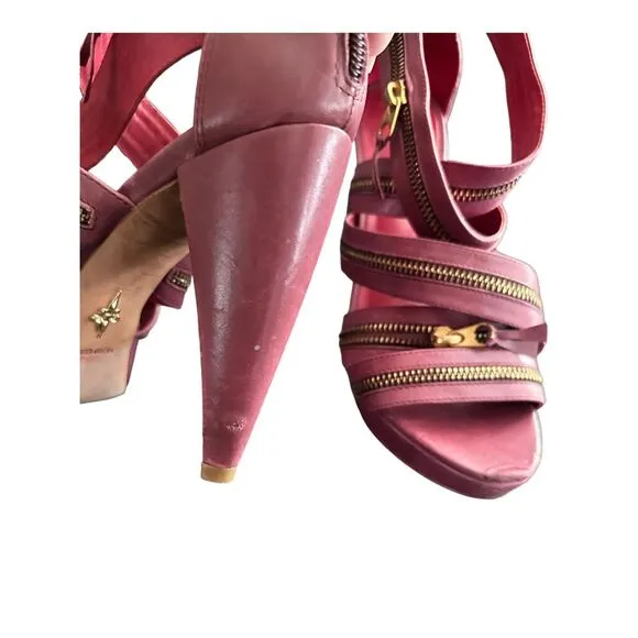Pour la Victoire- VERO CUOIO Strappy  Platform Zipper Sandals Heels - Size 8  **