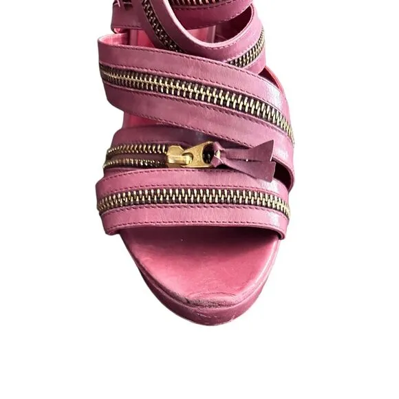 Pour la Victoire- VERO CUOIO Strappy  Platform Zipper Sandals Heels - Size 8  **