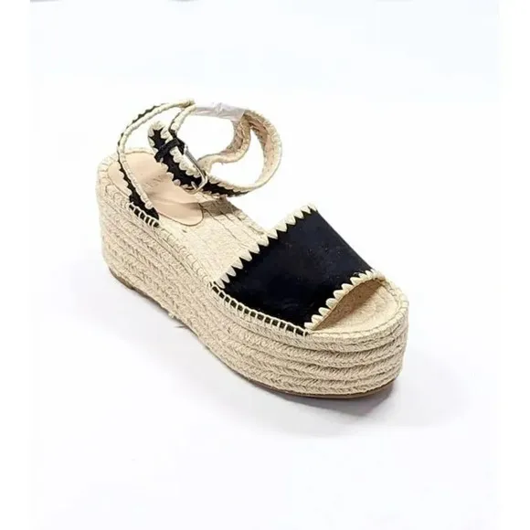 Pour La Victoire Women's Ria Suede &amp; Raffia Platform Sandals Size 6.5 MSRP $245