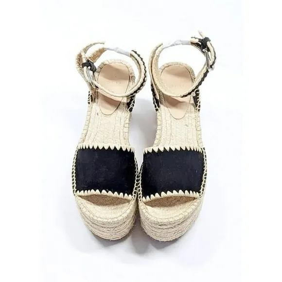 Pour La Victoire Women's Ria Suede &amp; Raffia Platform Sandals Size 6.5 MSRP $245