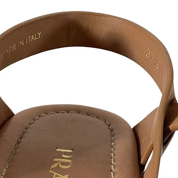 Prada Ankle Strap Platform Sandals in Brown Leather