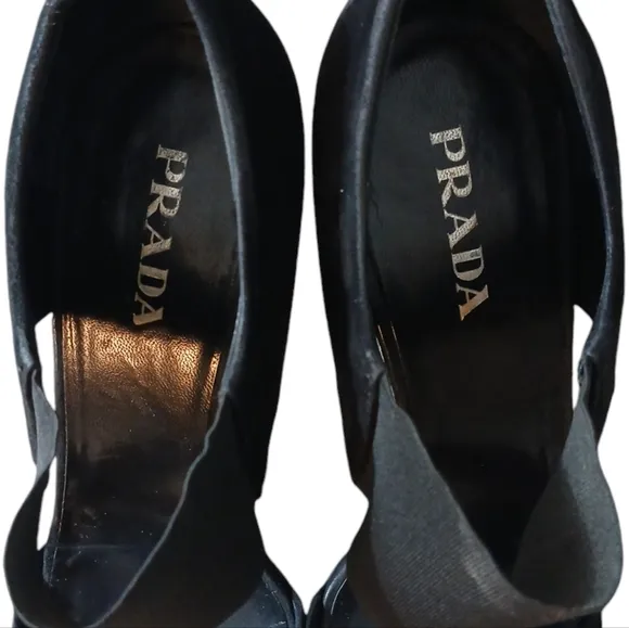 Prada Black Suede Heels Sandals Women's Size 8.5
